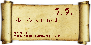 Török Filomén névjegykártya